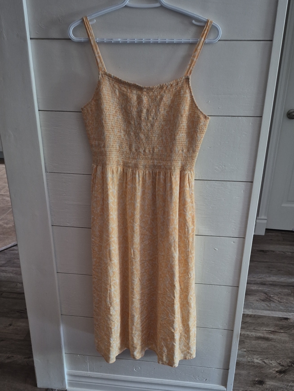 Old Navy Yellow Smocked Midi Sundress
